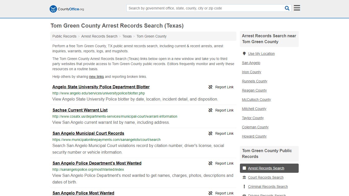 Arrest Records Search - Tom Green County, TX (Arrests ...